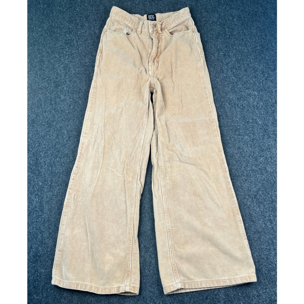 BDG Urban Outfitters High Wide High-Rise‎ Corduroy Pants Tan Beige Size 25